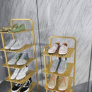 2X 5 Tier Metal Shoe Organizer Gold Plated Space Saving Footwear Storage Rack