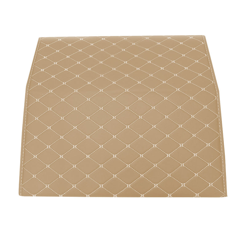 Leather Car Boot Organizer Box 55x30x30cm Collapsible Portable Beige Gold Stitch