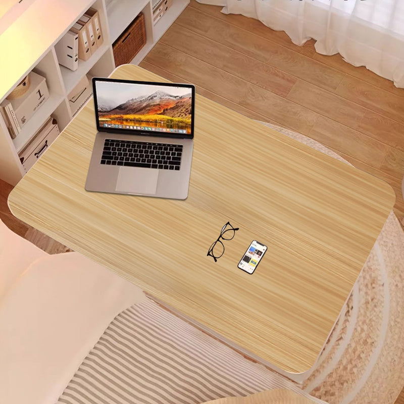 Walnut Bedside Table 40x80cm With Wheels White Metal Frame Laptop Desk