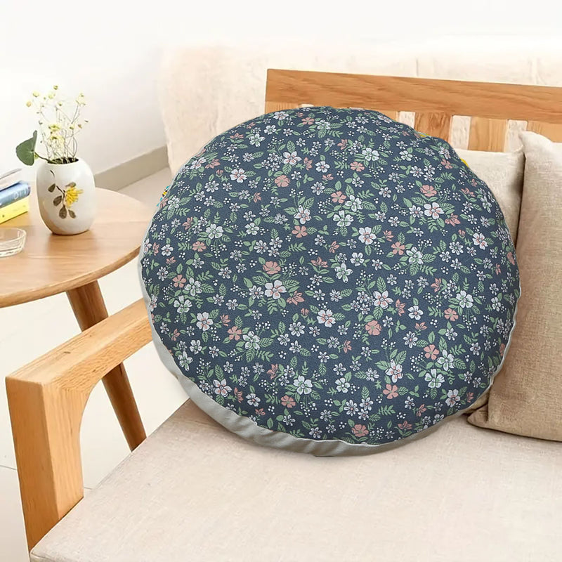 2X 45x45x18cm Blue Polyester Cotton Floor Cushion Epp Fill Velvet Feel