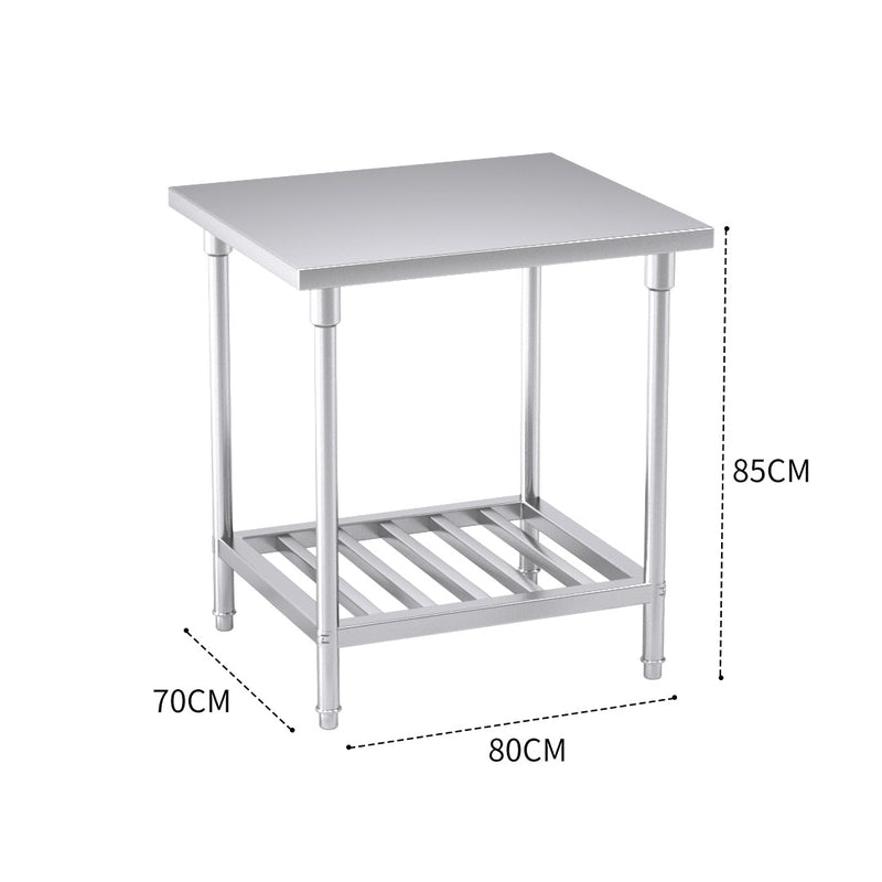 Stainless Steel Prep Work Bench 80x70x85cm Heavy Duty Adjustable Shelf