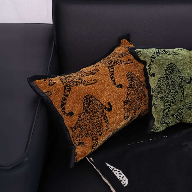 30cmx50cmx14cm Polyester Leopard Print Lumbar Throw Pillow Dark Brown