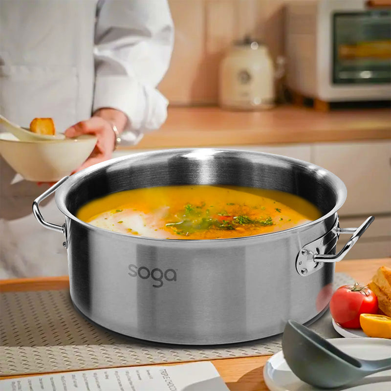 14L Commercial 18/10 Stainless Steel Stock Pot Thick Base Induction Ready