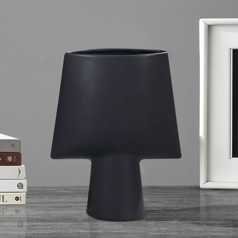 2X Ceramic Vase 21x25.5cm Small Black Modern Geometric Ornament Home Decor