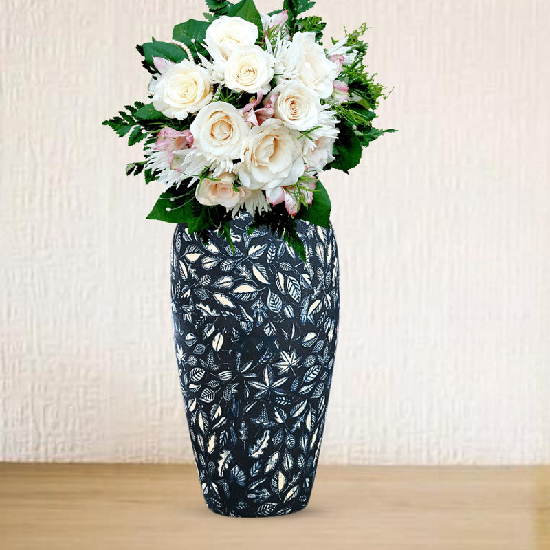 Ceramic Flower Vase 35x17cm Large Blue Elegant Living Room Decor