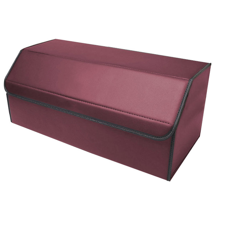 4X Leather Car Boot Collapsible Cargo Organizer 55x30x30cm Red Removable Divider