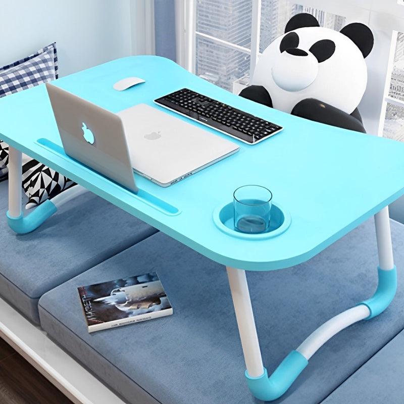 2X Blue Foldable Portable Bed Table Adjustable Laptop Desk With Cup Holder