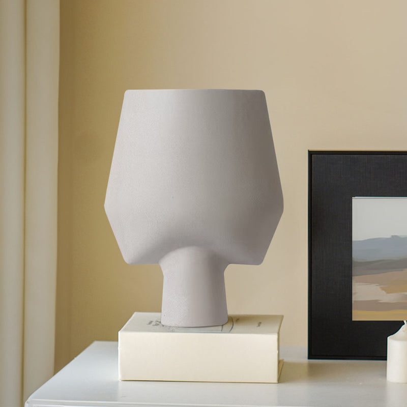 33x43cm Ceramic Square Vase Abstract Handcrafted Matte Gray Home Decor