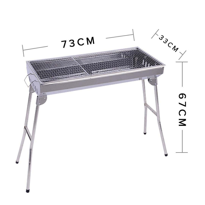 Portable Stainless Steel Charcoal Grill 6-8 Persons Outdoor BBQ Heat Resistant