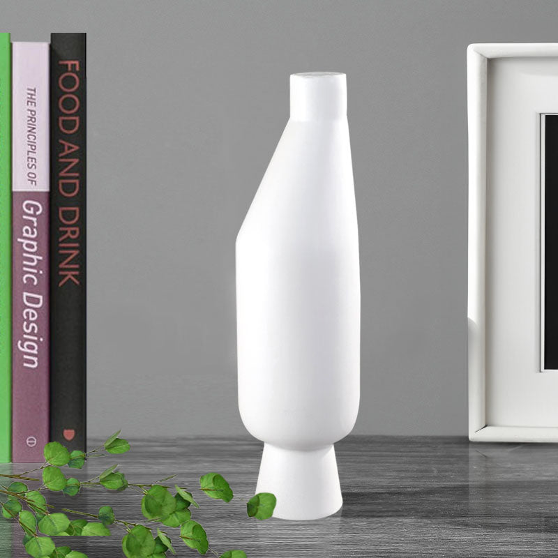 Ceramic Vase 14x52cm Modern Minimalist White Narrow Top Rounded Body
