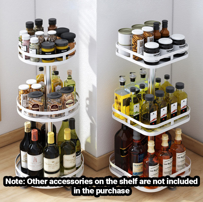 2X 3 Tier White Steel Rotating Spice Rack Multi-Function Kitchen Organizer