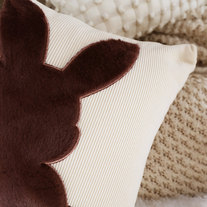 Light Tan Square Throw Pillow 45cm Soft Coffee Bunny Design Decorative Cushion