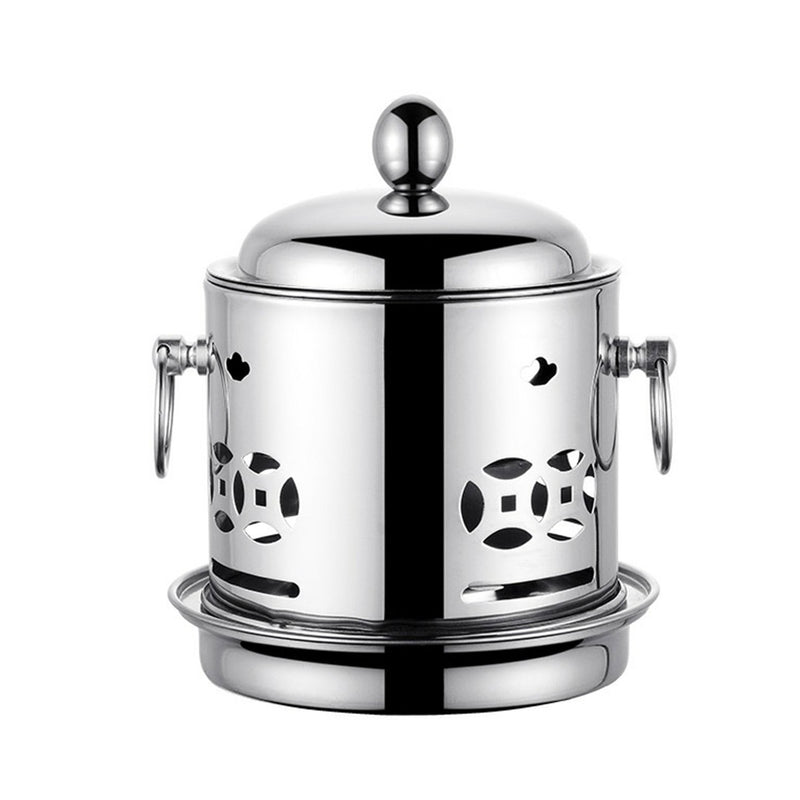 Stainless Steel Mini Hot Pot with Lid Single Person Alcohol Stove Burner 20cm