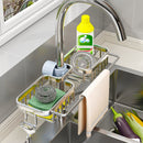 Faucet Storage Rack Aluminum Silver Sponge Caddy Soap Holder with Towel Bar