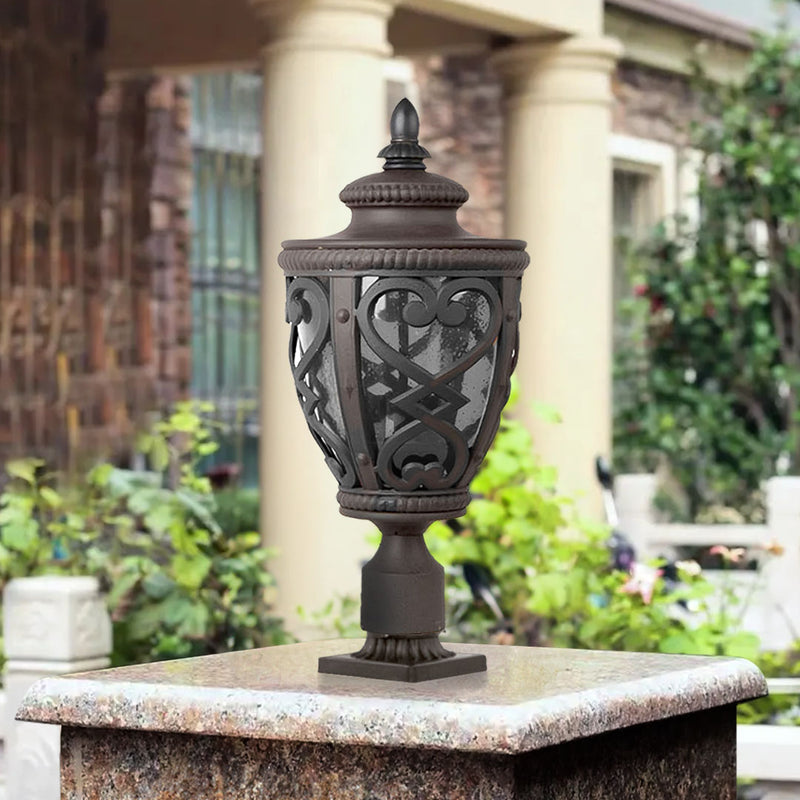 6X Vintage Outdoor Aluminum Glass Post Light 23x50.8cm Dark Brown