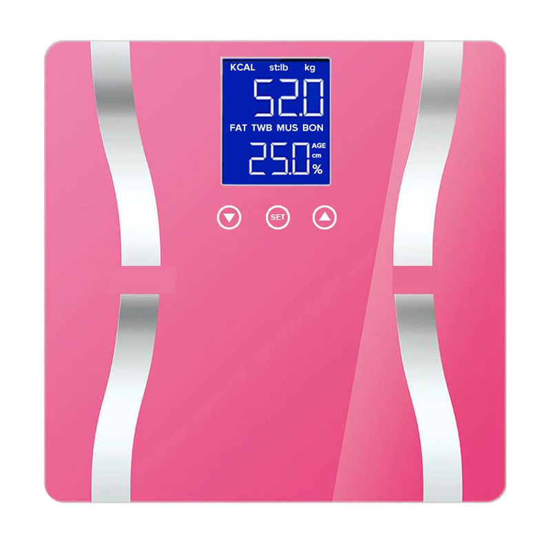 2X Digital Glass Body Fat Scale LCD Display High Precision Sensor Blue 180kg