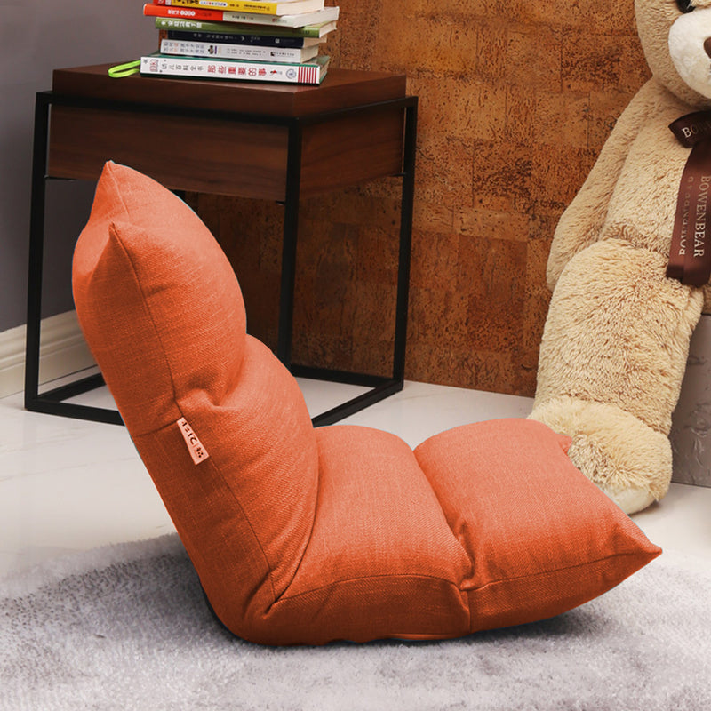 4X Folding Floor Recliner Chair Linen Fabric 108x53x15cm Adjustable Orange