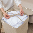 Beige Medium Collapsible Canvas Laundry Hamper Foldable Storage Box Organizer
