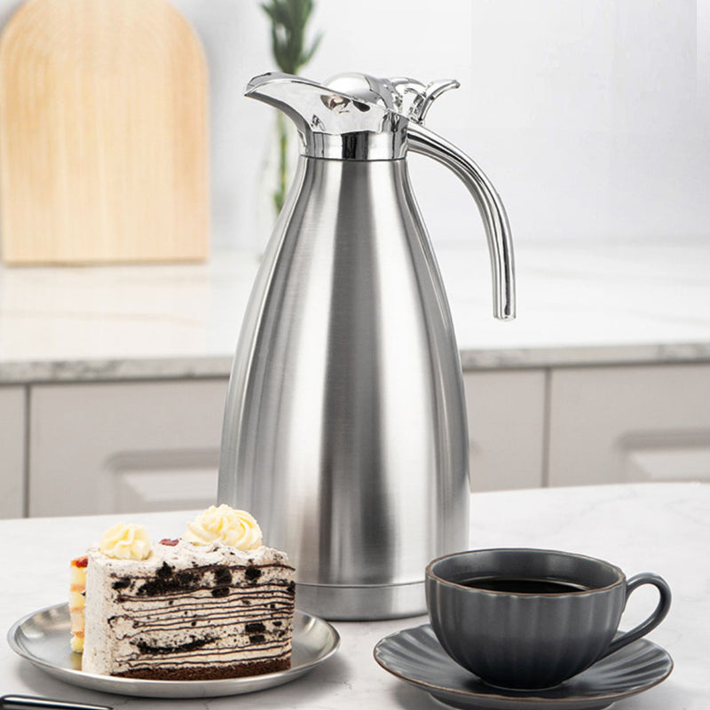 Thermal Flask Stainless Steel Vacuum Insulated 2.0L Silver 3 Layer Leak Proof