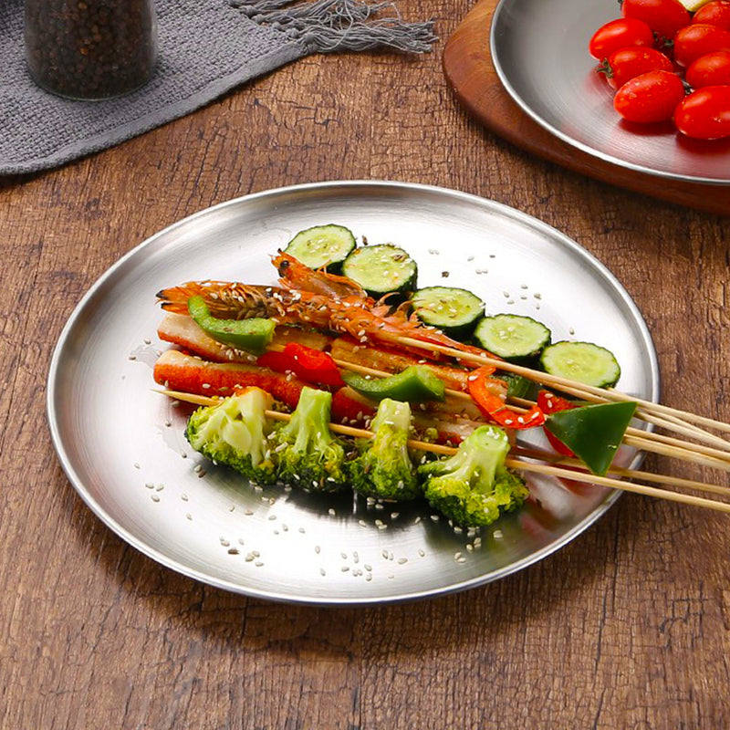 14cm Stainless Steel Grilling Plate Non Stick Heat Resistant Silver 5 Pack