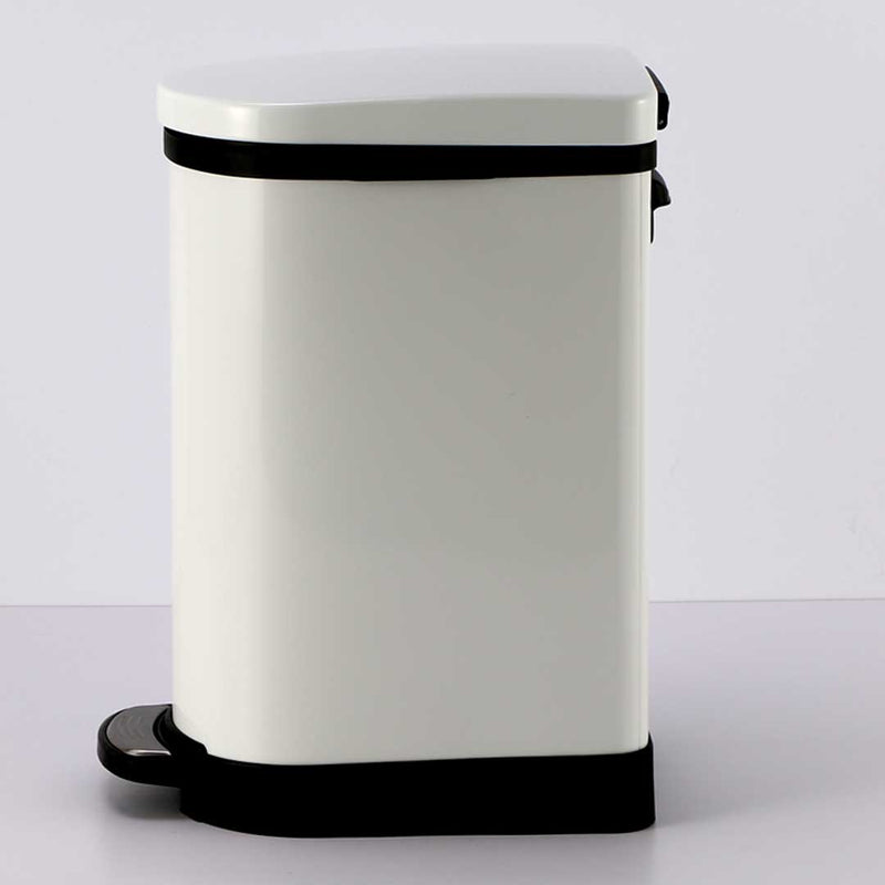 2X 10L White Stainless Steel Foot Pedal Trash Bin with Soft Close Lid