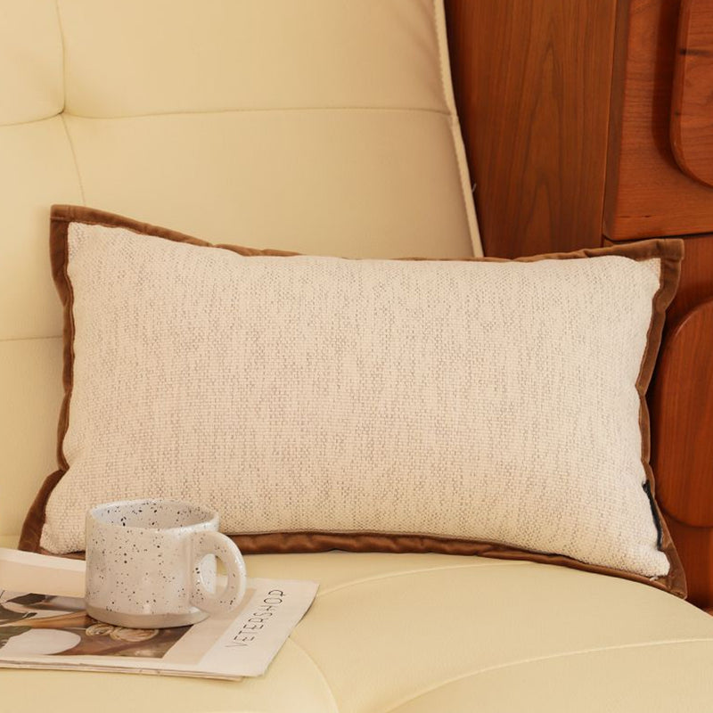 Rectangular Velvet Polyester Throw Pillow 30x50 Cm 15 Cm Thick Off White Plush