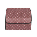 Leather Car Boot Organizer Box Small Foldable Collapsible Coffee Gold Stitch