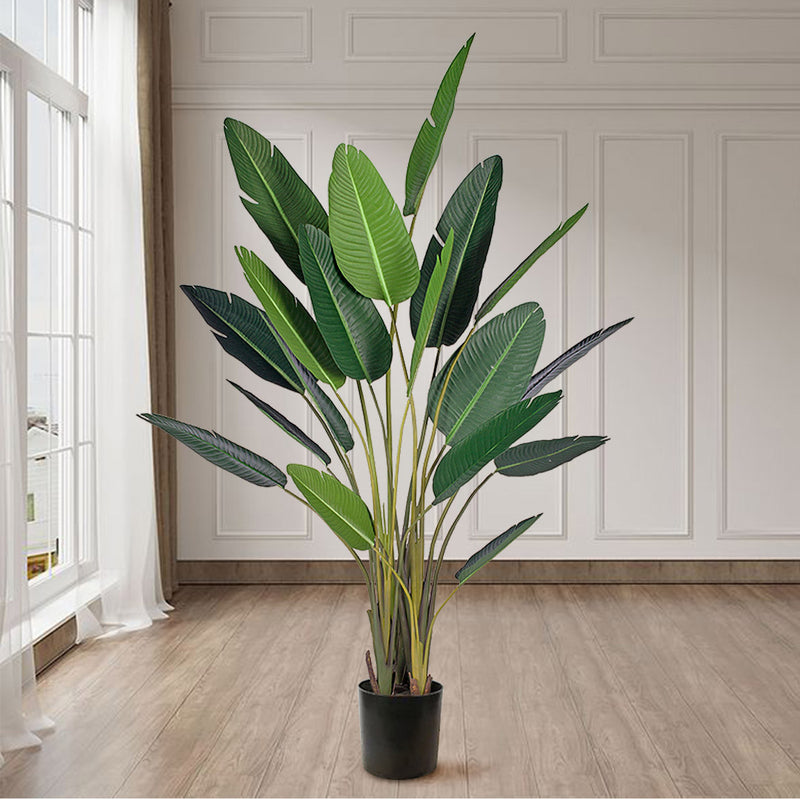 4X 245cm Artificial Giant Birds Of Paradise Tree Polyester Leaves Green Pot