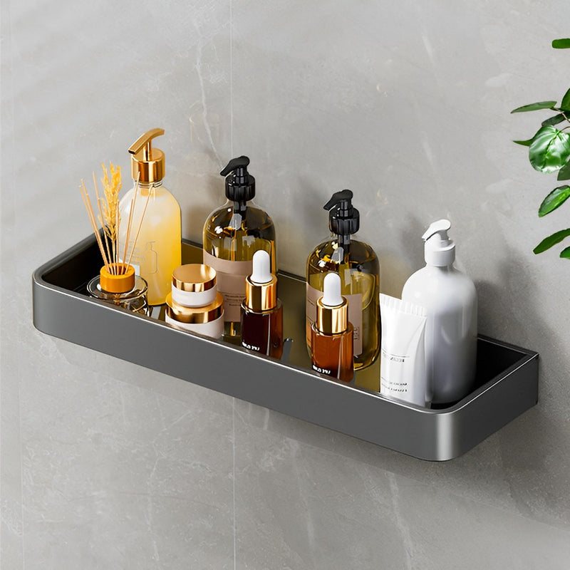 32cm Black Aluminum Wall-Mounted Kitchen Spice Storage Shelf Space Saving