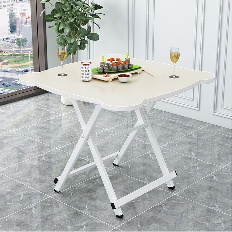 2X White Minimalist Folding Table Mdf Top Iron Legs 60x60x70cm Indoor Outdoor