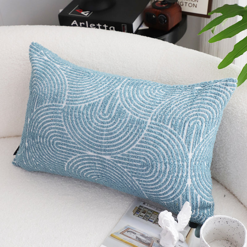 35x55x18cm Blue Geometric Throw Pillow Poly Cotton Blend Indoor Outdoor Corded
