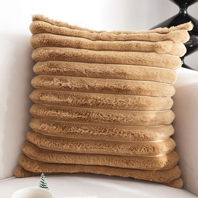 Velvet Pillow Cover 45x45cm Textured Brown Throw Cushion Soft Modern Decor