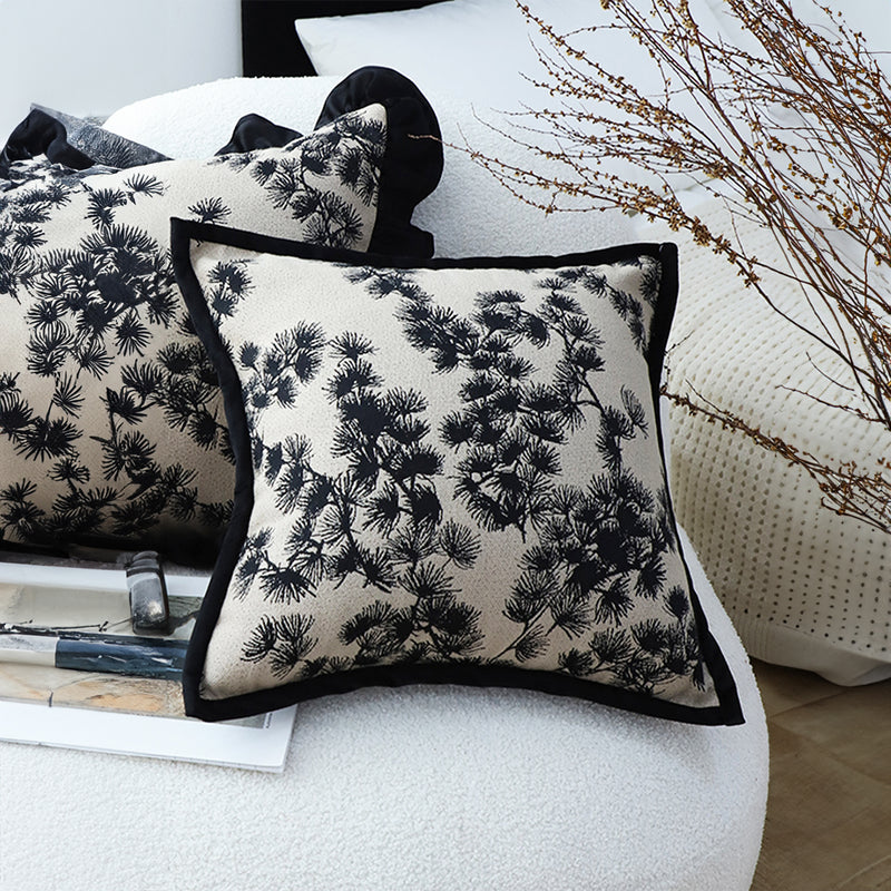 2X Throw Pillow Black White Square 45cm Wide Border Decorative Cushion Stylish