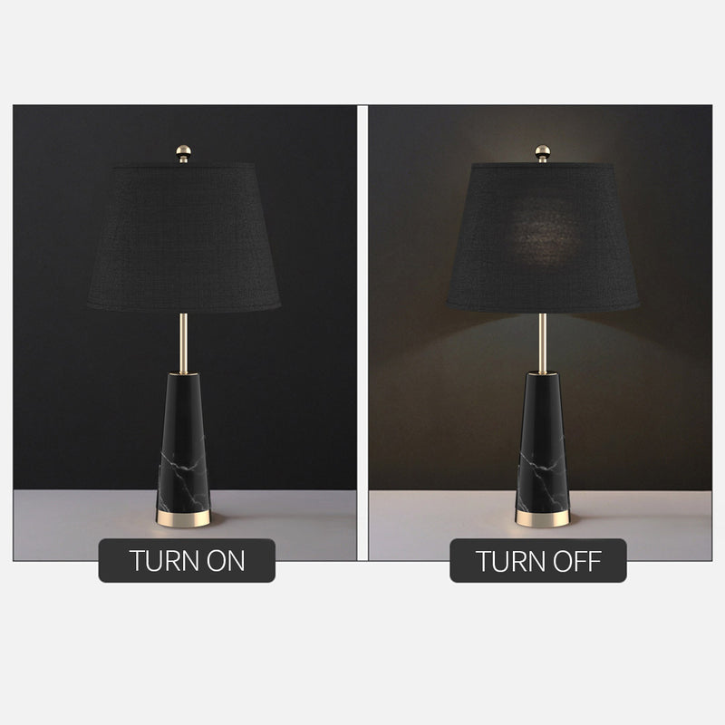 4X 68cm Black Marble Bedside Table Lamp Drum Shade Cone Base