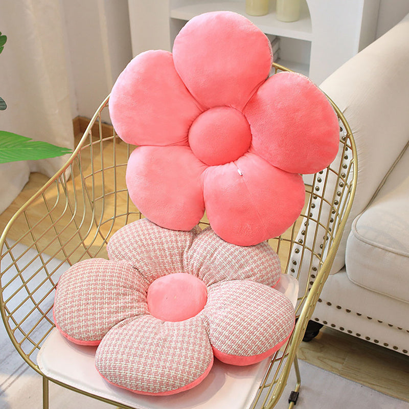 2X Pink Flower Cushion 45cm Diameter Ergonomic Floor Sitting Pillow