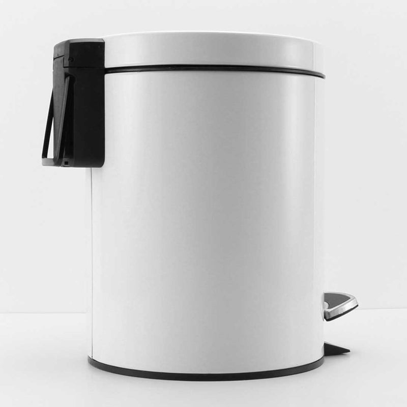 2X 12L Stainless Steel Round Foot Pedal Trash Bin White Removable Inner