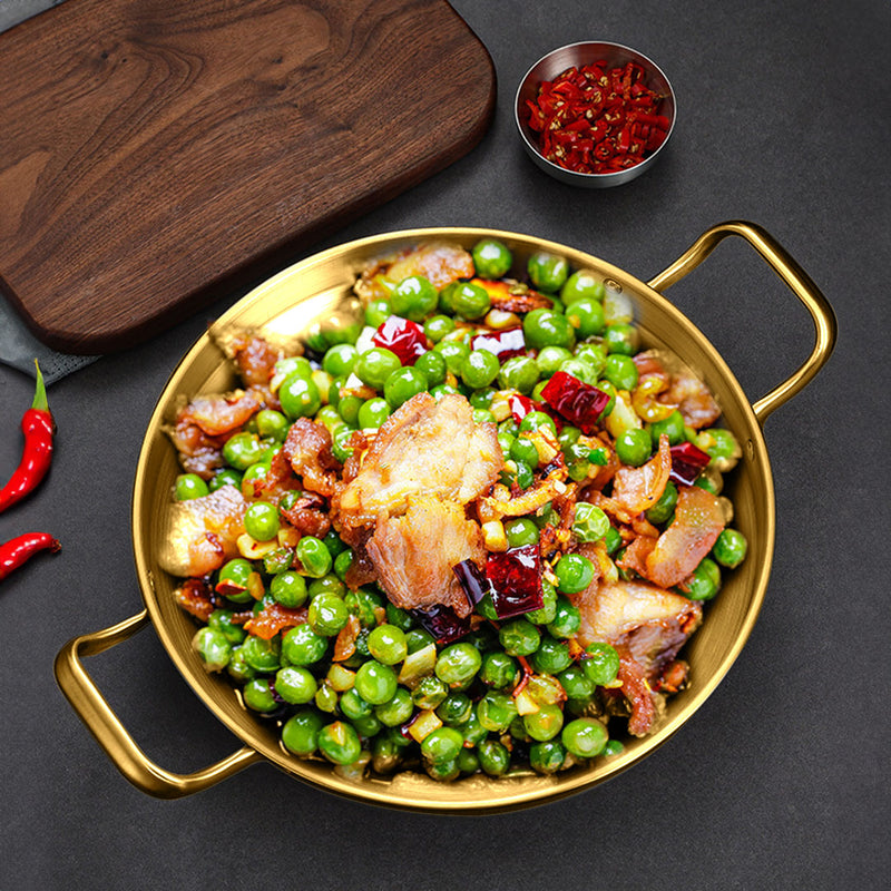24cm Gold Plated Stainless Steel Dry Pot Stackable Durable Even Heat Cooking
