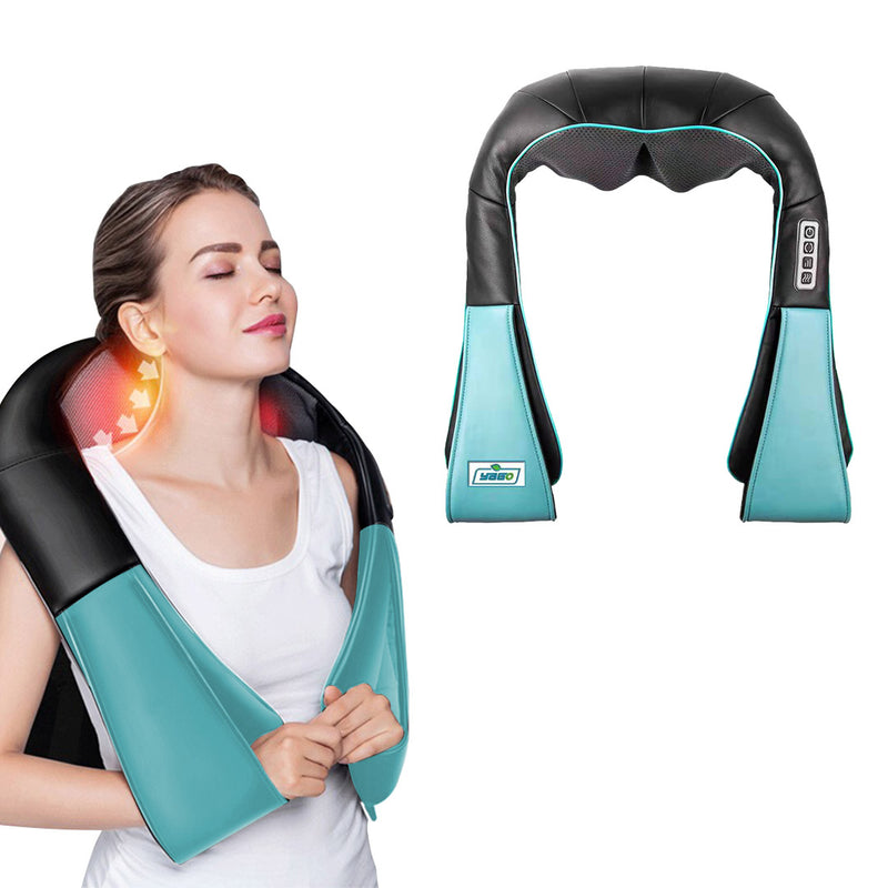 2X Shiatsu Kneading Infrared Neck Back Shoulder Electric Massager Blue White