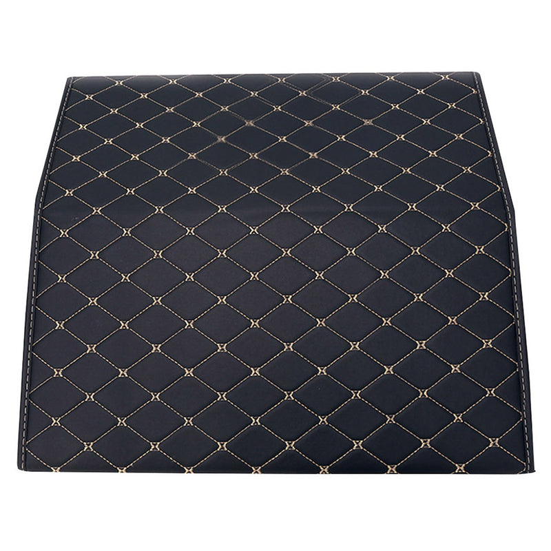 4X Leather Car Trunk Organizer 55x30x30cm Collapsible Foldable Black Gold Stitch