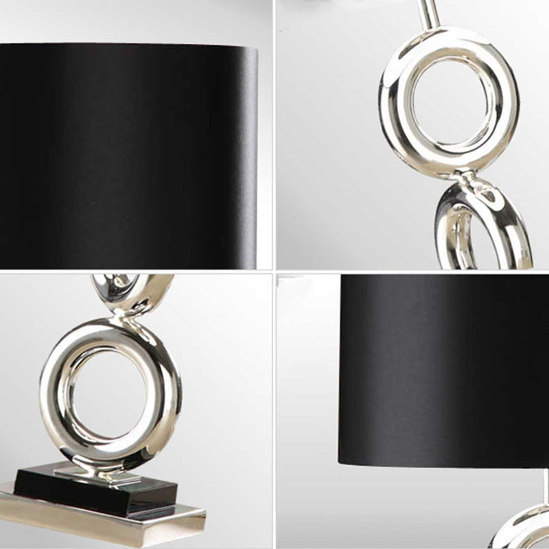 Table Lamp Industrial Metal Base Fabric Drum Shade 35cm X 65cm