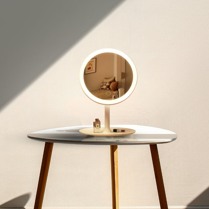 2X 26cm White Round Smart Led Vanity Makeup Mirror 5x Magnification Usb