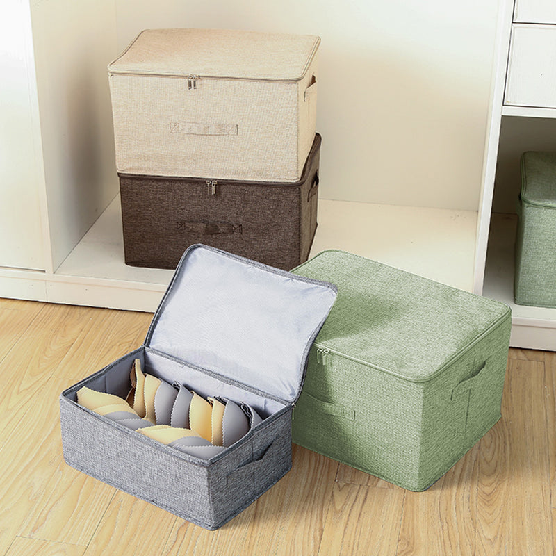 Large Green Foldable Storage Box 45cmx35cmx25cm Polyester Double Zipper