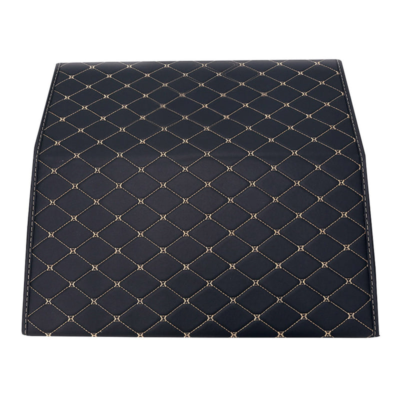 2X Leather Car Boot Organizer 40x30x30cm Collapsible Black Gold Stitch