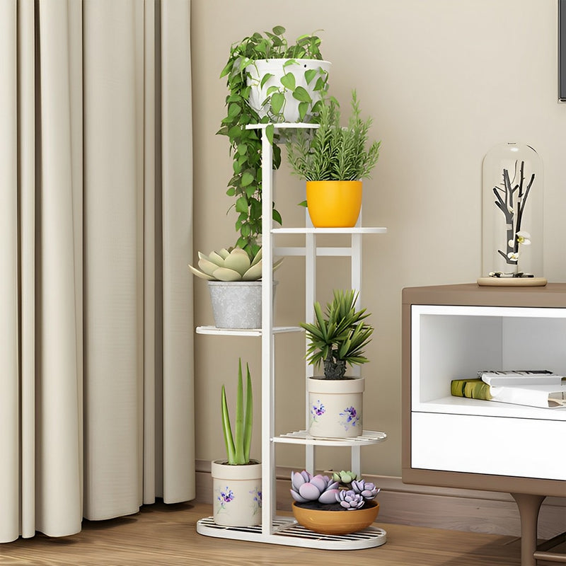 2X 8 Tier 9 Pots White Metal Plant Stand 44.5x22x140cm Space Saving