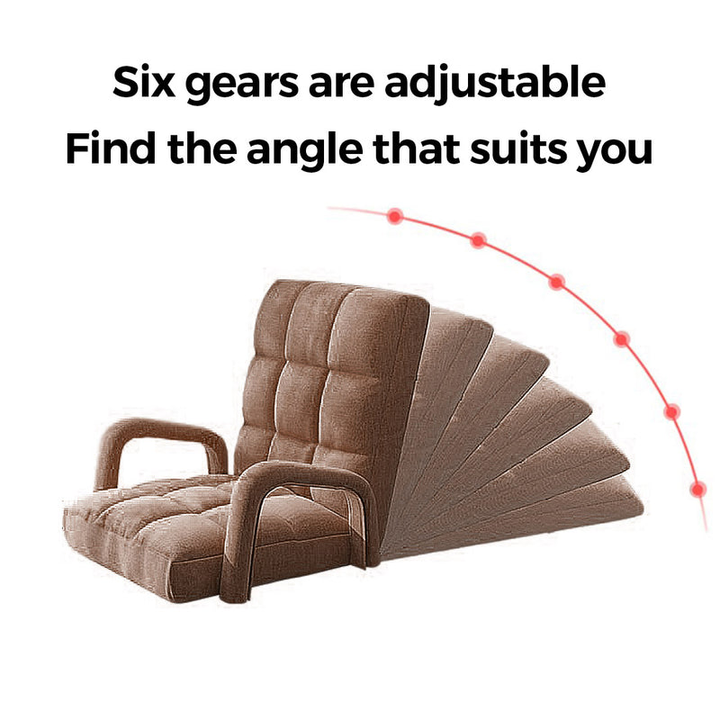 4X Foldable Linen Floor Recliner Chair 135x58x20cm 5 Position Armrest Coffee