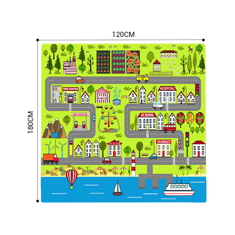 2X 120x180cm Kids Polyester Play Mat Street Map Educational Multicolor