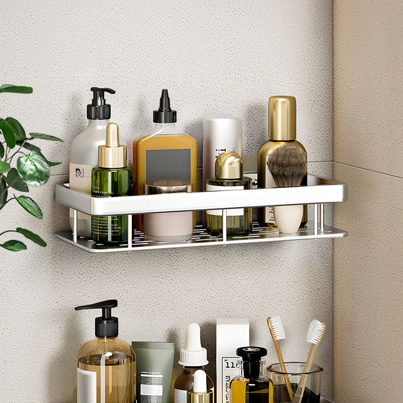 Silver Wall Mounted Aluminum Bathroom Storage Rack Space Saving Shelf 34cm