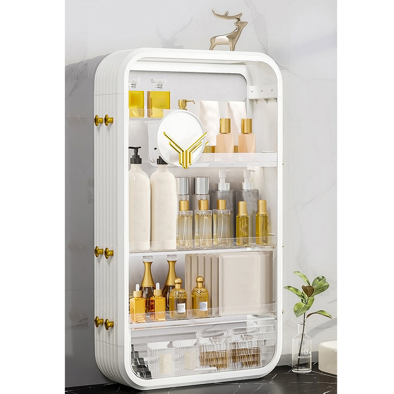 White 3 Tier Cosmetic Storage Rack Vanity Tray Organizer ABS Material 40cm