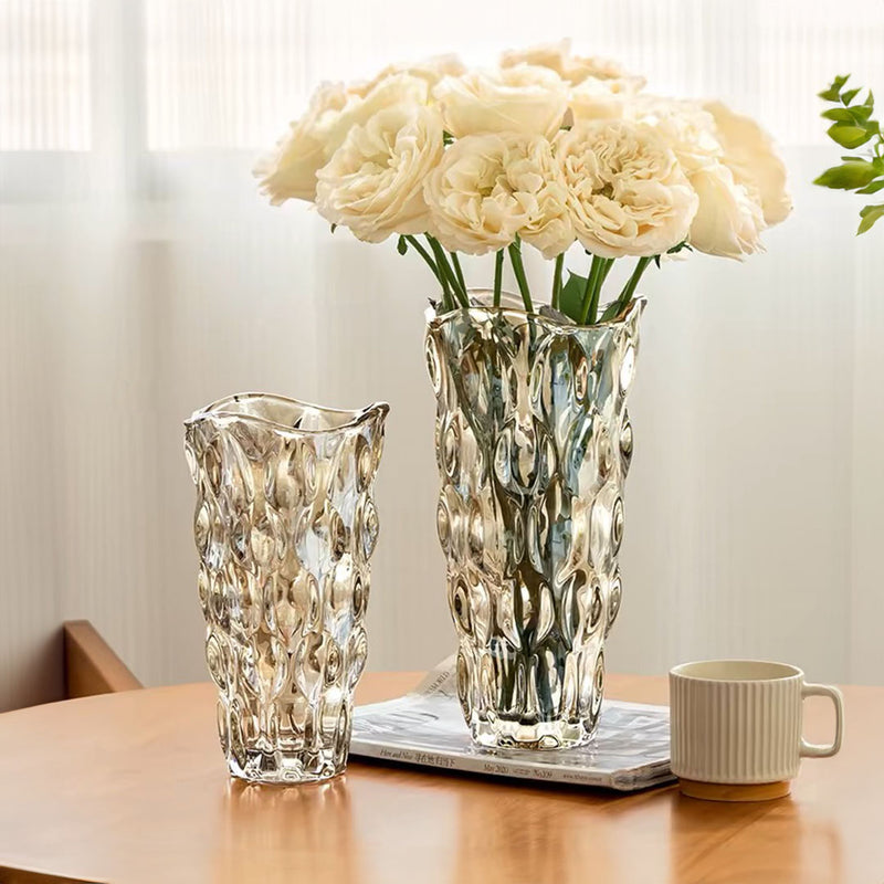 29.8cm Golden Amber Glass Crystal Vase Thick Durable Modern Home Decor