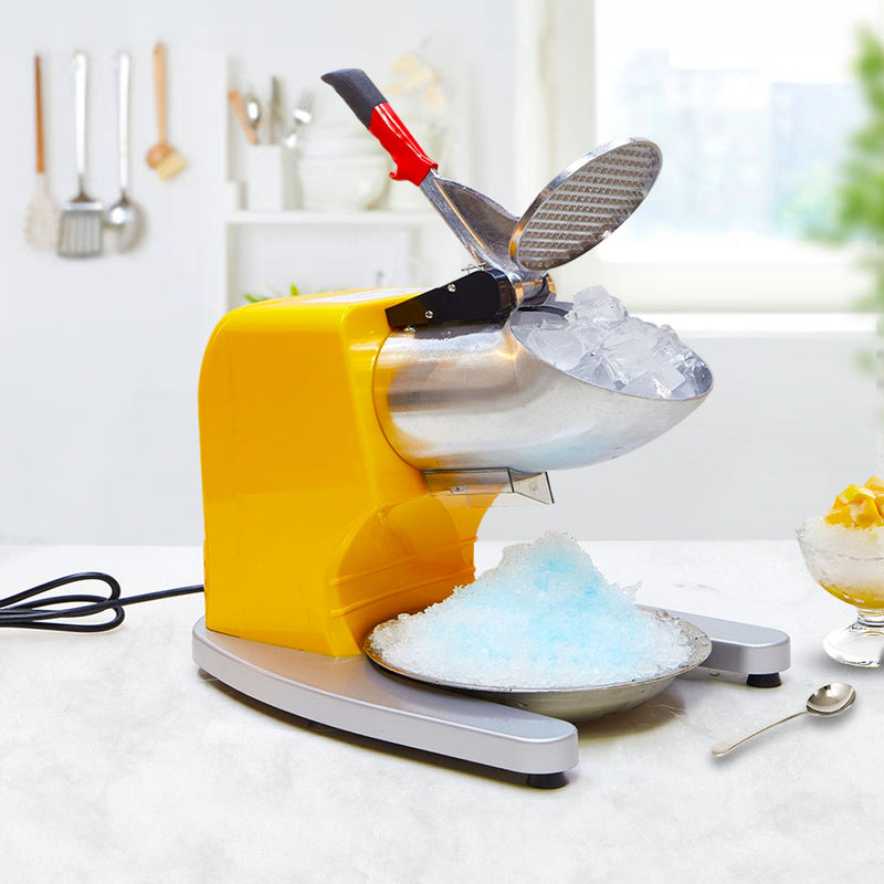Electric Ice Crusher Shaver Machine Stainless Steel 65kg/hr Yellow Commercial